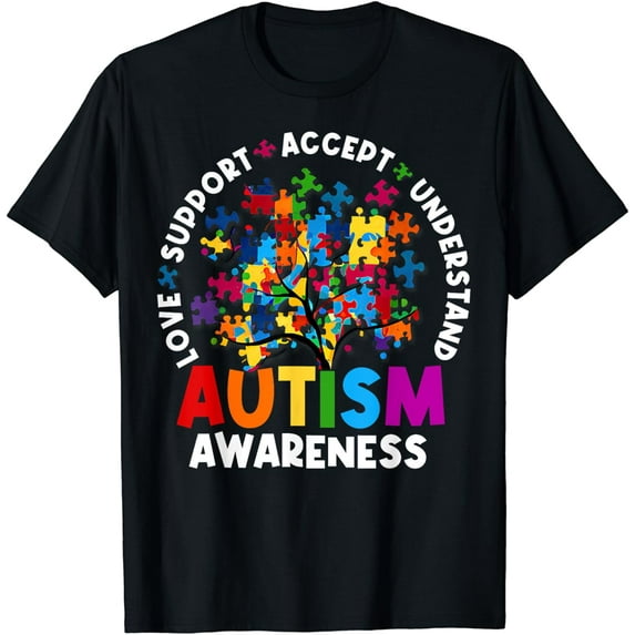 Autism Shirt Love Accept Support Autistic Autism Awareness T-Shirt