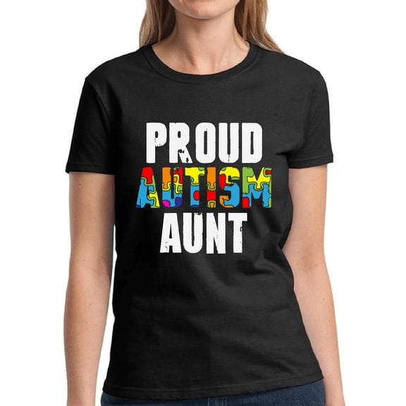 Autism Shirts for Women - S M L XL 2XL 3XL - Proud Autism Aunt Graphic Tee