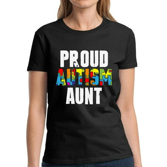 Autism Shirts for Women - S M L XL 2XL 3XL - Proud Autism Aunt Graphic Tee