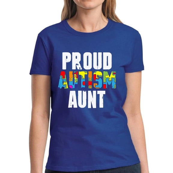 Autism Shirts for Women - S M L XL 2XL 3XL - Proud Autism Aunt Graphic Tee