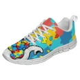 thumbnail image 1 of Autism Shoes Women Men Running Sneakers Autism Awareness Puzzle Print Tennis Walking Shoes White Size 7, 1 of 5