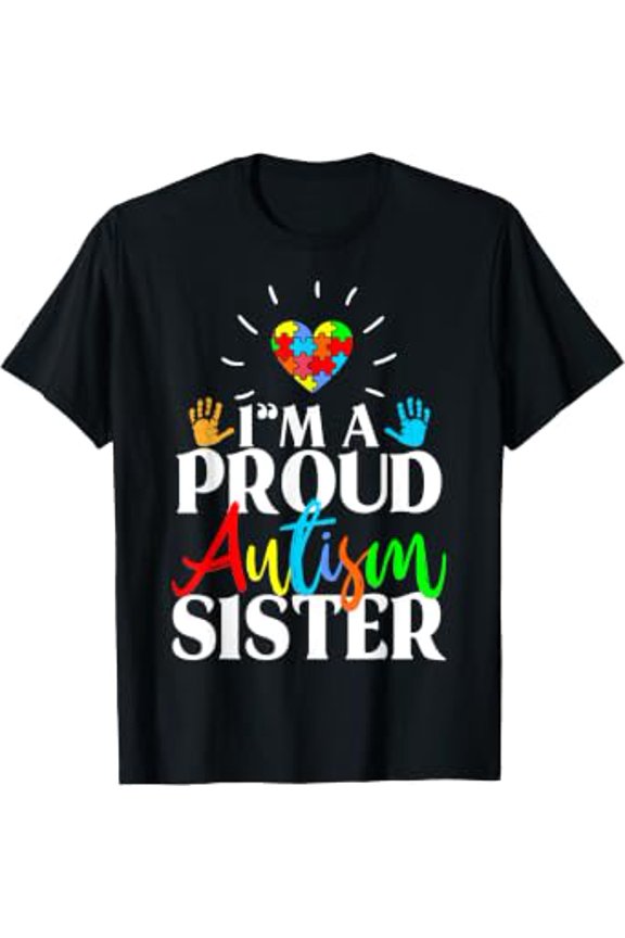 Autism Sister Puzzle Sibling Brother Support Awareness Month T-Shirt