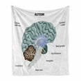 thumbnail image 1 of Autism Soft Flannel Fleece Throw Blanket, Graphical Interpretation of the Human Brain with All Parts Specified Lettering, Cozy Plush for Indoor and Outdoor Use, 50" x 60", Multicolor, by Ambesonne, 1 of 6