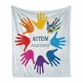thumbnail image 1 of Autism Soft Flannel Fleece Throw Blanket, Hands Symbolizing a Learning Difference Neurological Condition Support and Hope, Cozy Plush for Indoor and Outdoor Use, 70" x 90", Multicolor, by Ambesonne, 1 of 6