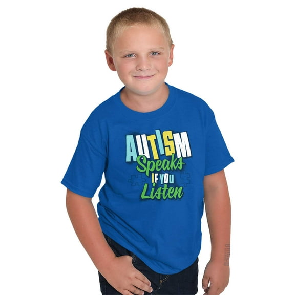 Autism Speaks If You Listen Awareness Crewneck T Shirts Boy Girl Teen Brisco Brands X