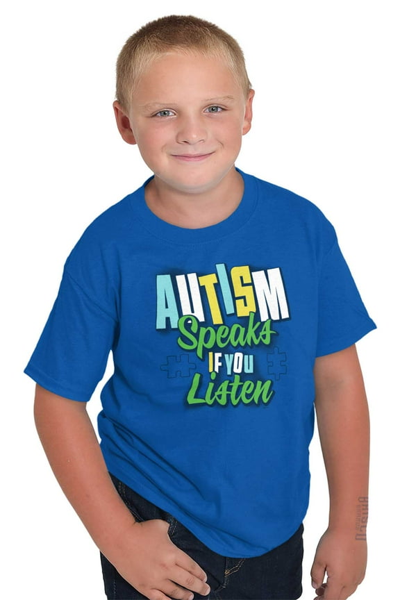 Autism Speaks If You Listen Awareness Crewneck T Shirts Boy Girl Teen Brisco Brands X