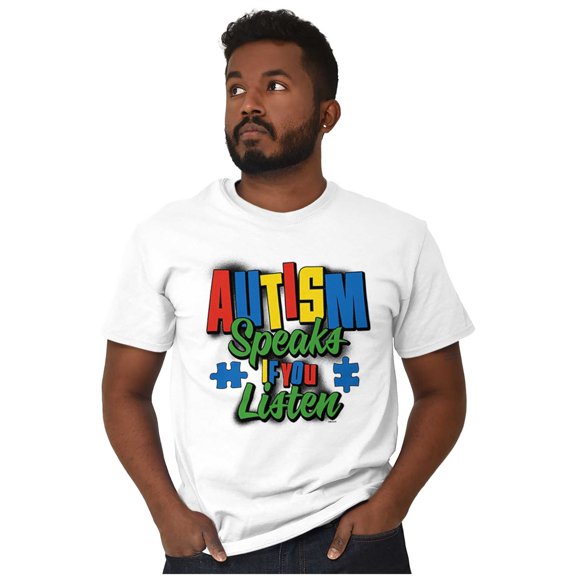 Autism Speaks If You Listen Awareness Men's Graphic T Shirt Tees Brisco Brands L