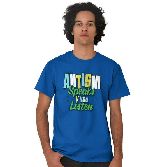 Autism Speaks If You Listen Awareness Men's Graphic T Shirt Tees Brisco Brands S