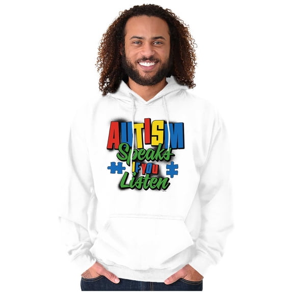Autism Speaks If You Listen Awareness Unisex Plus Fleece Graphic Hoodie Brisco Brands 4X