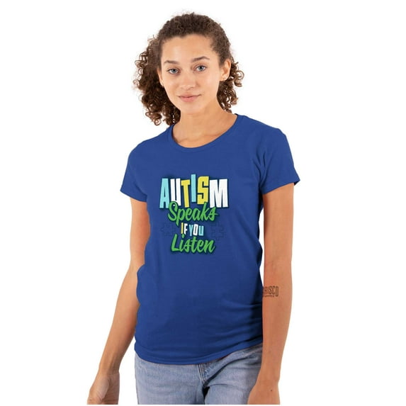 Autism Speaks If You Listen Awareness Womens Fitted Plus Size Graphic Tee Brisco Brands 2X