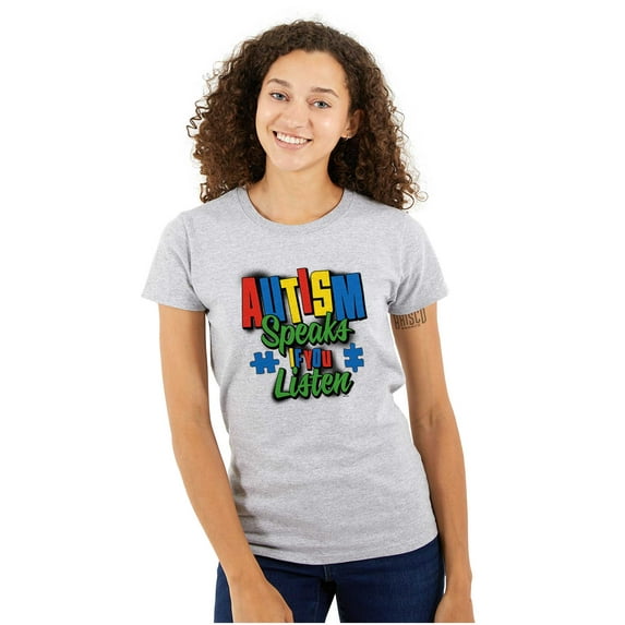 Autism Speaks If You Listen Awareness Womens Fitted Plus Size Graphic Tee Brisco Brands 3X