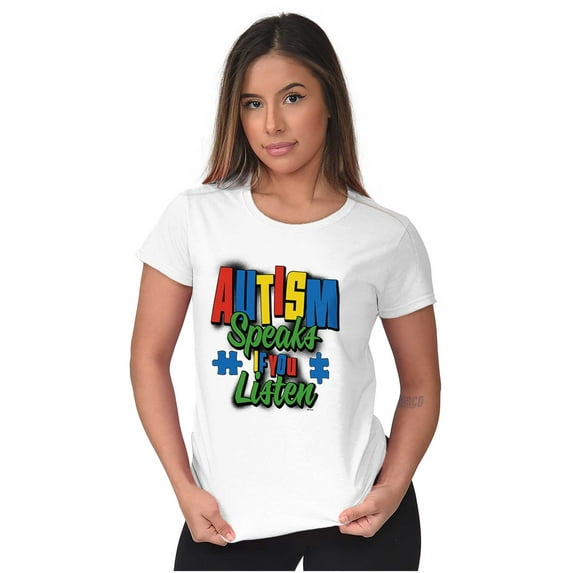Autism Speaks If You Listen Awareness Womens Slim Fit Graphic Tee Brisco Brands L