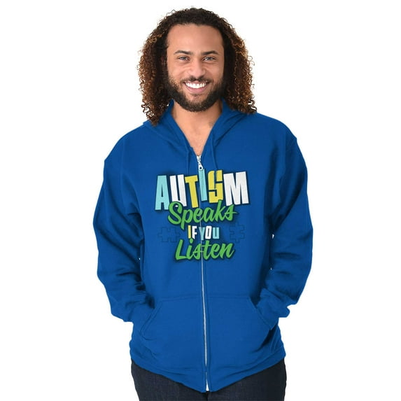 Autism Speaks If You Listen Awareness Zip Up Hoodie Men's Women's Brisco Brands S
