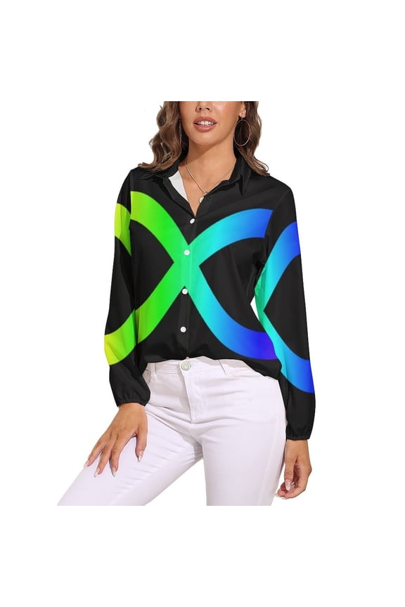 Autism Spectrum Infinity Awareness Symbol Long Sleeve Blouse Woman Streetwear Casual Shirts Summer Oversize Woman Streetwear Clothing Birthday Present