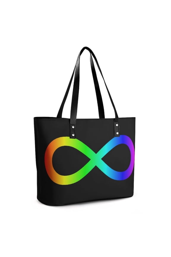 Autism Spectrum Infinity Awareness Symbol Woman Leather Handbags Large Tote Bag Fashion Portable Handbags With Zipper