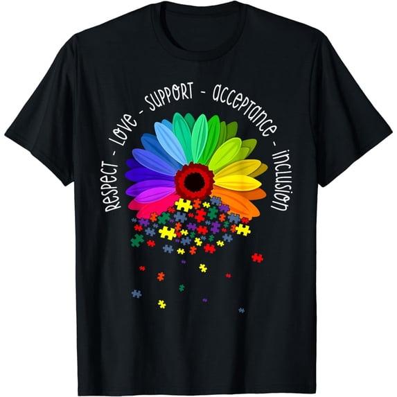 Autism Sunflower Respect Love Support Autism Awareness Women T-Shirt