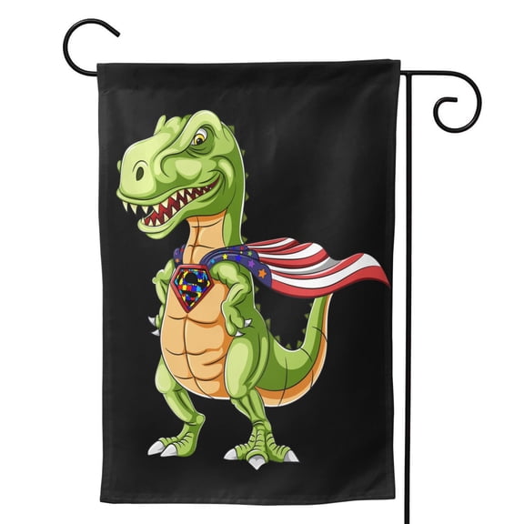 Autism Superhero Dinosaurs Garden Flag 12.5"X18" Outdoor Indoor Garden Decor Porch Banner Sign With Grommets Uv Fade Resistant