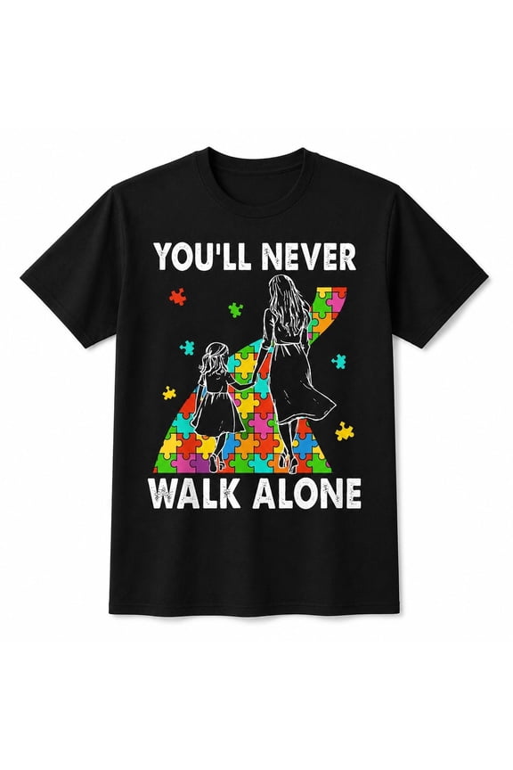 Autism Support Graphic T-Shirt, You'll Never Walk Alone Unisex Tee