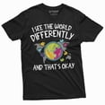 thumbnail image 1 of Autism T-shirt Autism Awareness day Seeing the world differently Tee Shirt Autistic Autism shirts (Medium Black), 1 of 7