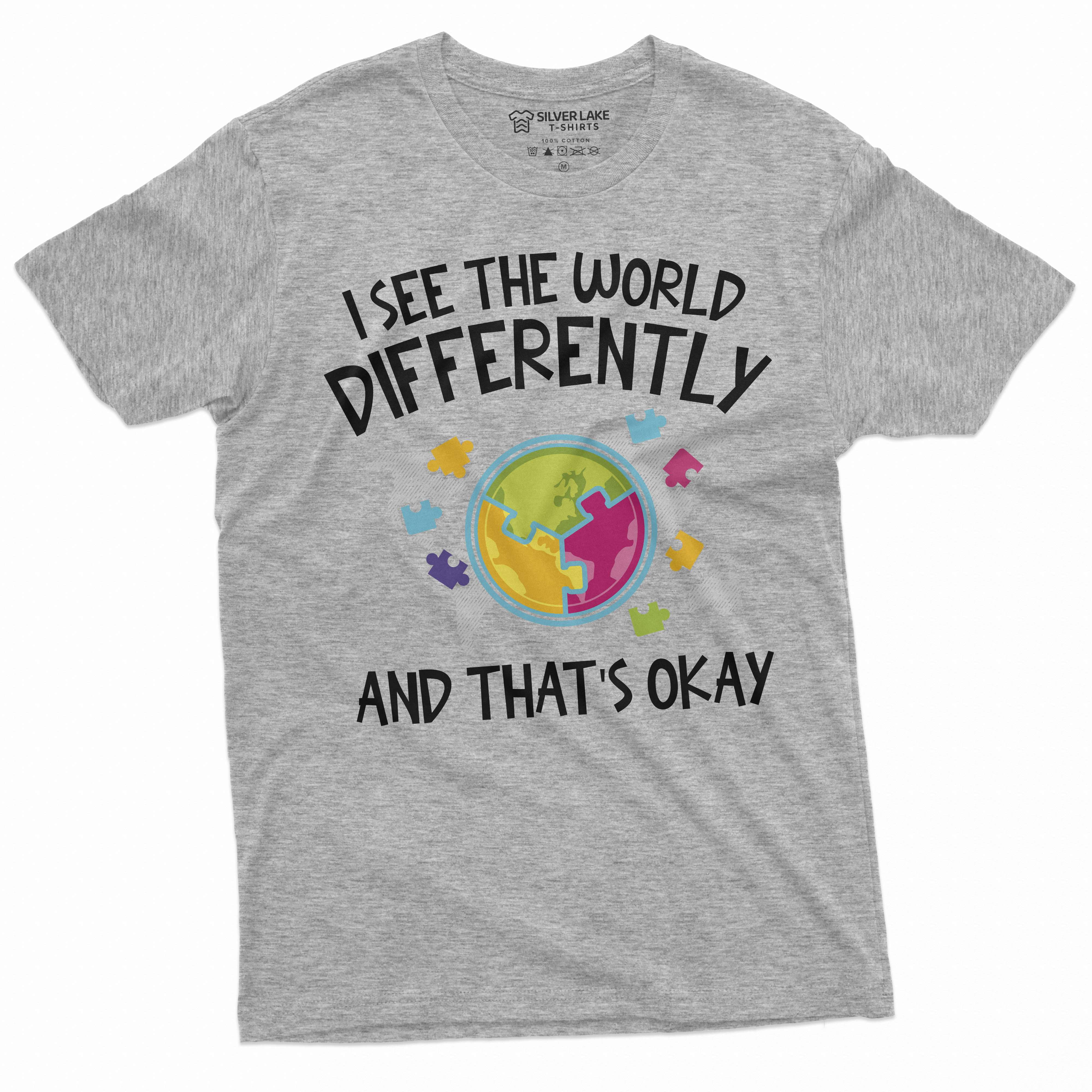 Autism T-shirt Autism Awareness day Seeing the world differently Tee Shirt Autistic Autism shirts (Medium Grey)