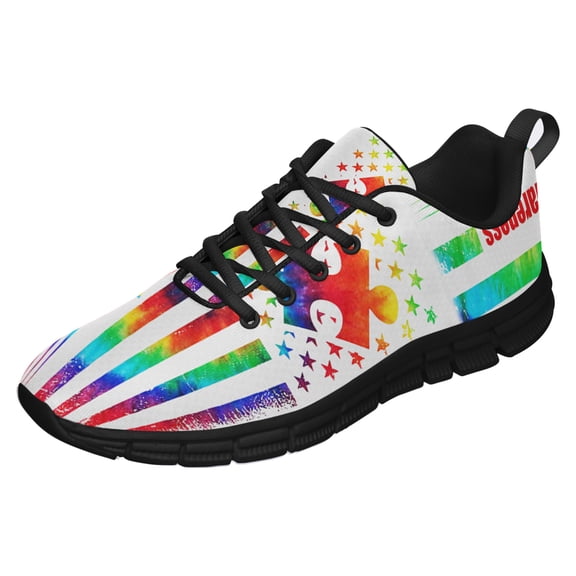 Autism Tie Dye Running Shoes Sneakers Mesh Black Size 5