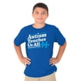 thumbnail image 1 of Autism Touches Us All Puzzle Piece Crewneck T Shirts Boy Girl Teen Brisco Brands X, 1 of 6