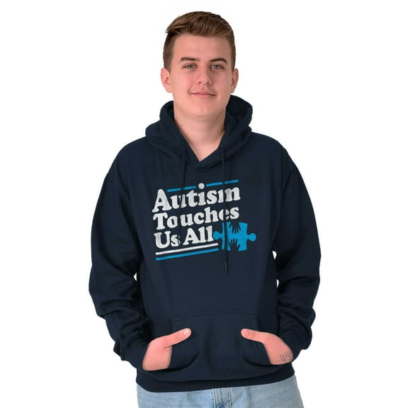Autism Touches Us All Puzzle Piece Hoodie Sweatshirt Women Men Brisco Brands M