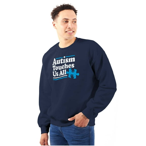 Autism Touches Us All Puzzle Piece Sweatshirt for Men or Women Brisco Brands S