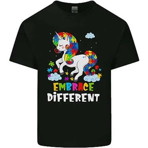 Autism Unicorn Embrace Differences Positive Message Unisex T-Shirt, up to size 5XL