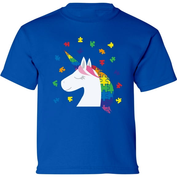 Autism Unicorn Puzzles Print Autism Awareness Toddler T-Shirt - Graphic Tee - 2T 3T 4T 5/6T