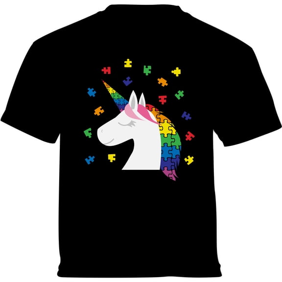 Autism Unicorn Puzzles Print Autism Awareness Toddler T-Shirt - Graphic Tee - 2T 3T 4T 5/6T
