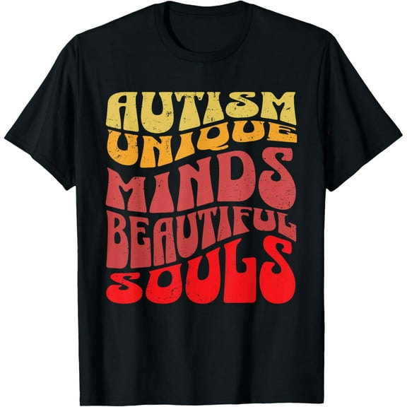 Autism Unique Minds, Beautiful Souls T-ShirtMen and women, Black T-shirt, size: Extra large