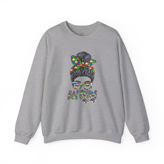 Autism Women Sweatshirts Autism Mom Sweatshirts Messy Bun Women Sweatshirts