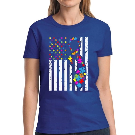 Autism Women T-Shirt Autism Flag Awareness Graphic Tee S M L XL 2XL 3XL