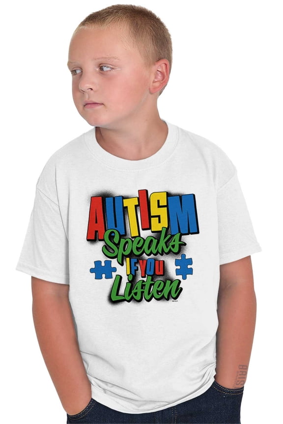 Autism Youth T-Shirt Tees Tshirt For Kids Speaks If You Listen | Autistic Awareness Charity