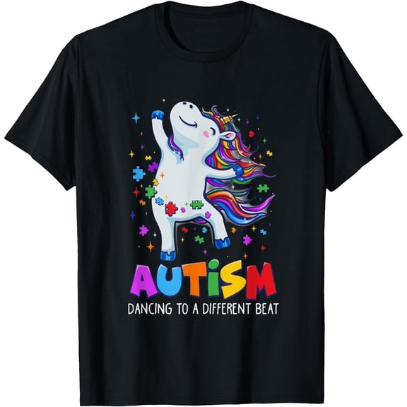 Autism awareness Dabbing unicorn puzzle piece Unisex T-Shirt for Men Women Kids Toddler,Black Color,Size YS