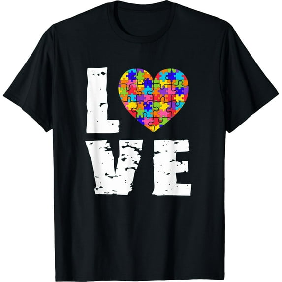Autism awareness Love Puzzle Heart Vintage style T-Shirt