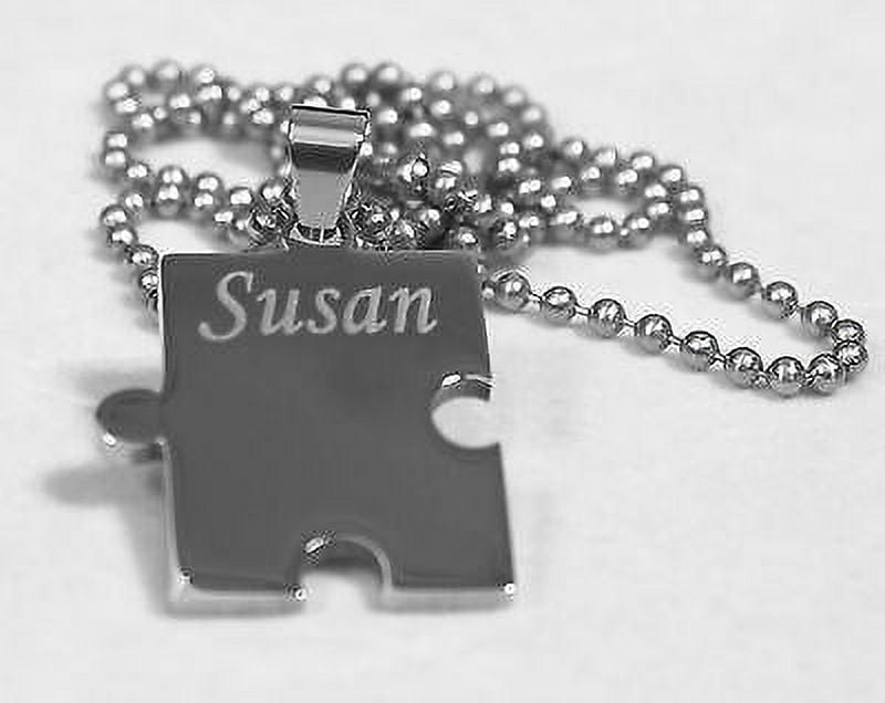 Autism awareness thick puzzle piece solid stainless steel ball chain ...