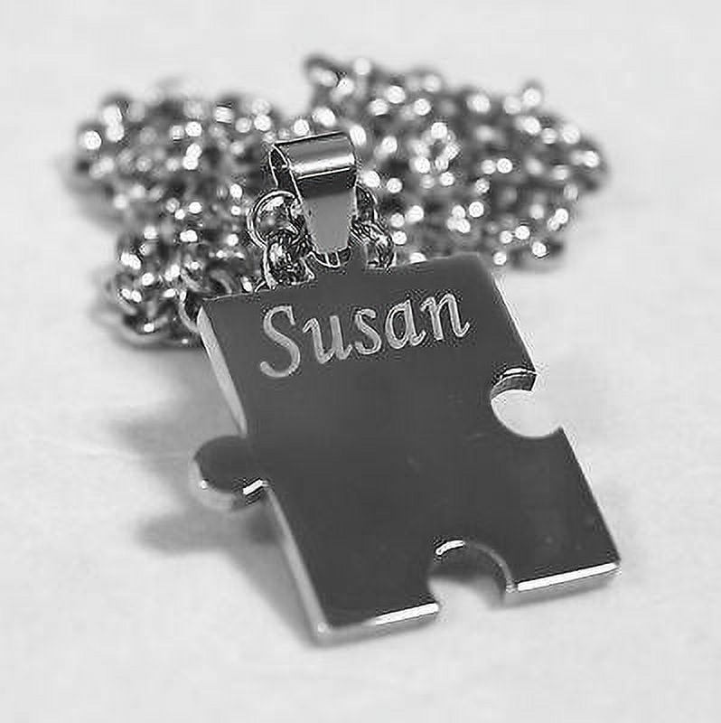 Autism awareness thick puzzle piece solid stainless steel dog tag ...