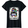 thumbnail image 1 of Autistic Autism Awareness Mom Life Shirts Women Bleached T-Shirt, 1 of 3