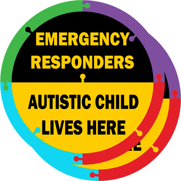 Autistic Child Lives Here Vinyl Sticker Autism Awareness Safety Decal Sign Warning