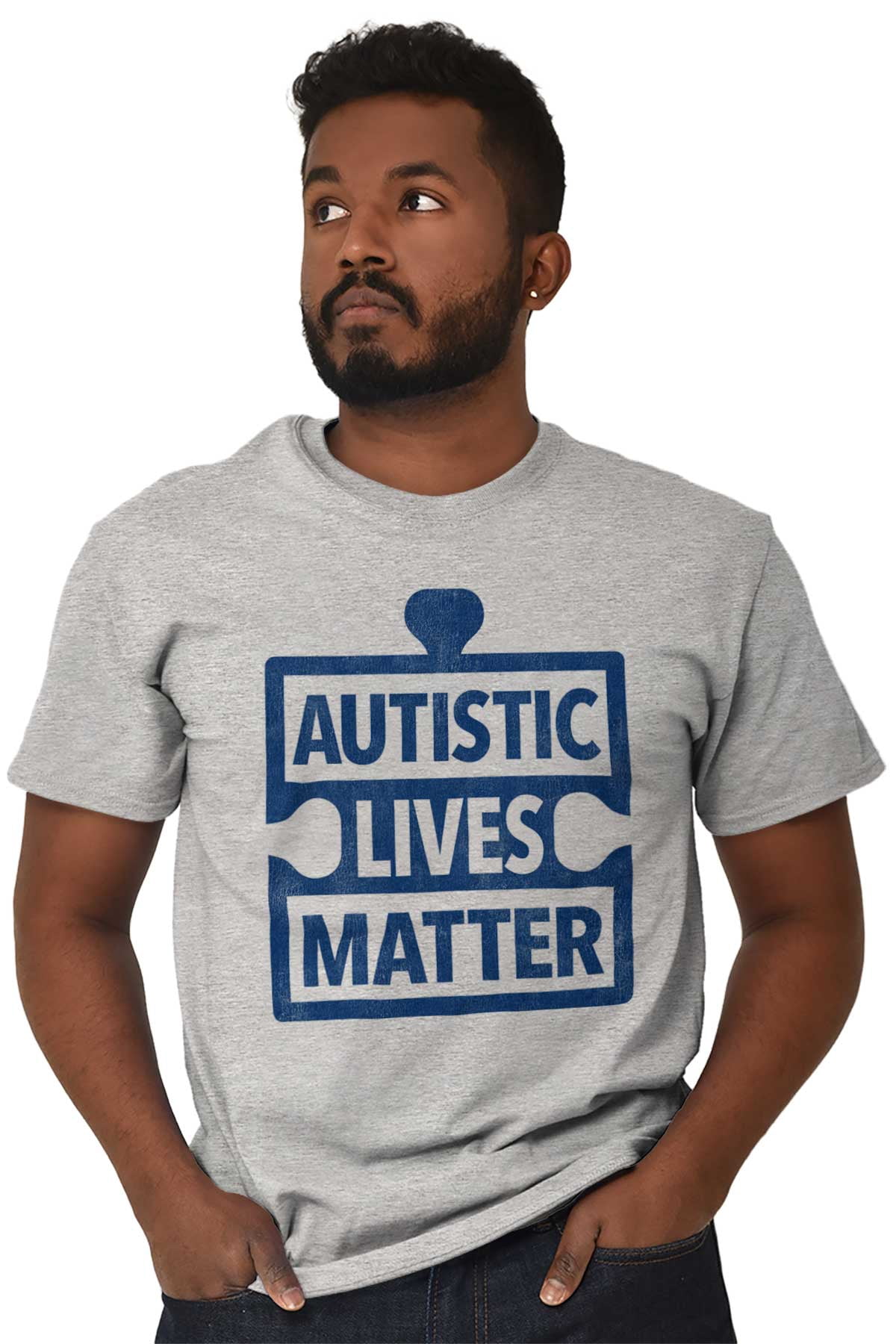 T-shirt Coton Homme 'Autism We Will Always Be There' – Neuf Sans étiquettes, Coupe Loose