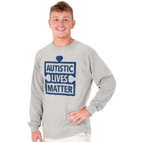 Autistic Lives Matter Autism Aware Plus Size Long Sleeve Graphic Tee Shirt Brisco Brands 3X