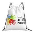 Autistic Pride Day Drawstring Backpack Gym Bag Swim Bag Sackpack
