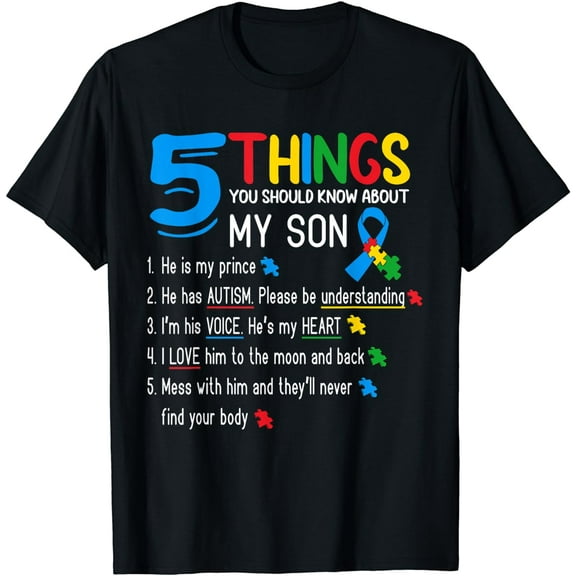 Autistic Son Autism Awareness Support For Mom Dad Parents T-Shirt