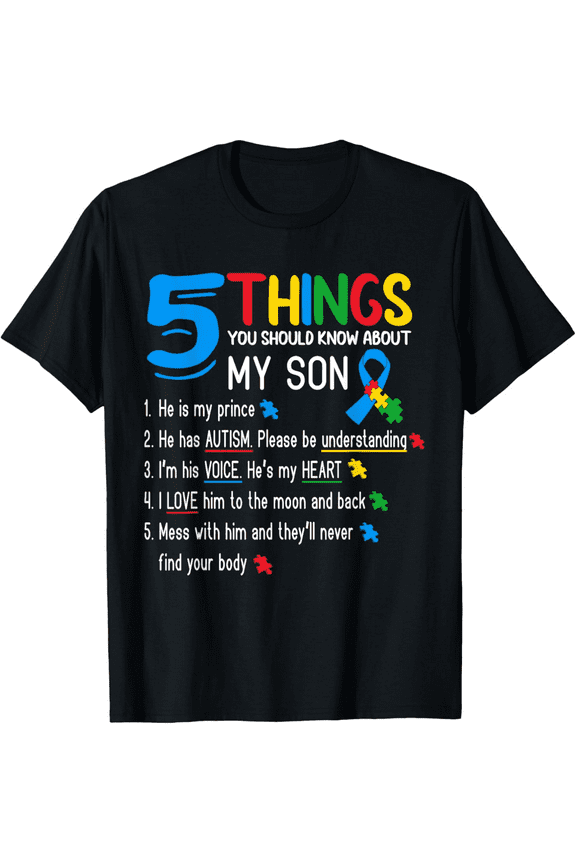 Autistic Son Autism Awareness Support For Mom Dad Parents T-Shirt