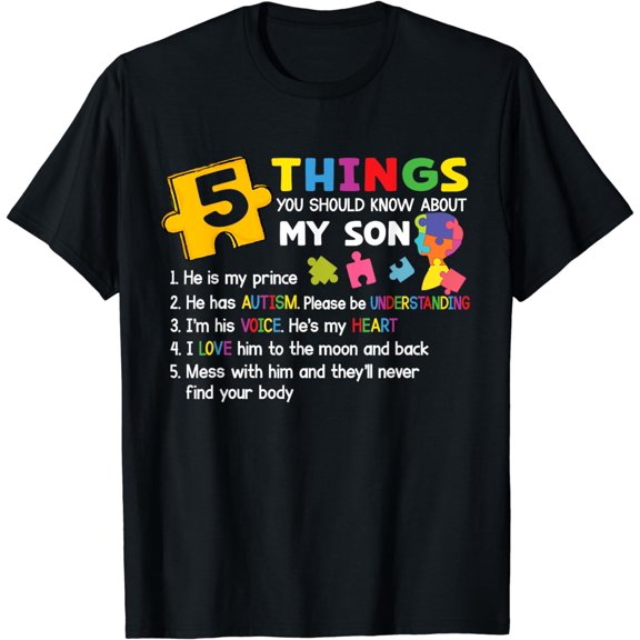 Autistic Son Autism Awareness Support For Mom Dad Parents T-Shirt