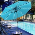 thumbnail image 1 of Autlaycil 10 FT Patio Umbrella with Steel Tilt and Crank, 8 Strip Lights Includes 64 Solar LED Lights - Blue, 1 of 7