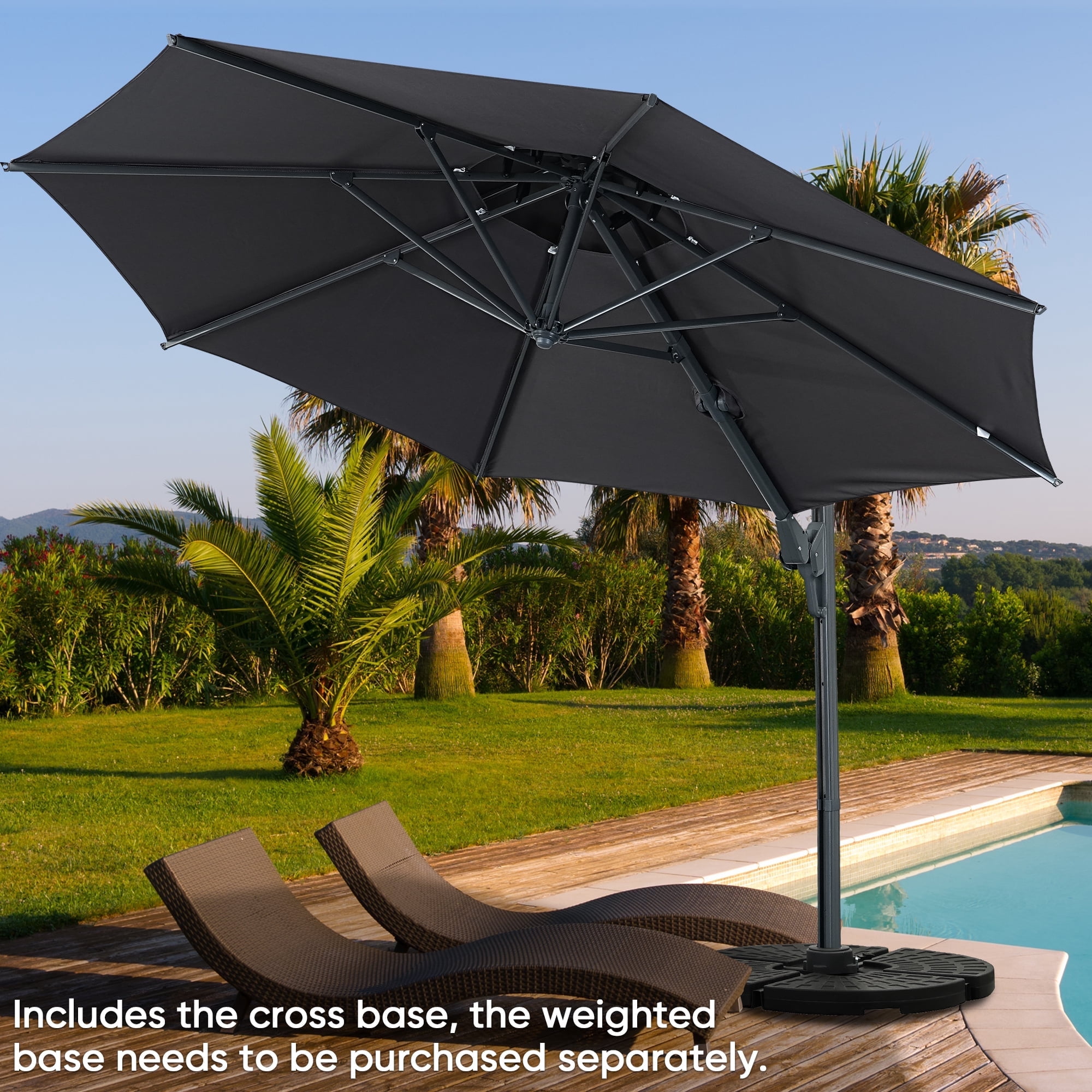 aluminum offset patio umbrella Autlaycil 10' Patio Cantilever Umbrella, 5 Years Fade Resistance, Aluminum  Offset Umbrella with 360-degree Rotation for Garden Deck Pool Patio, Grey