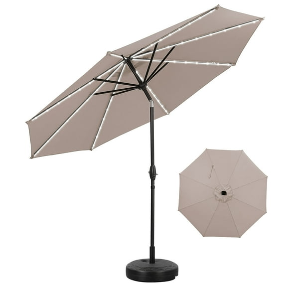 Autlaycil 10' Outdoor Umbrella and Lights (Khaki)